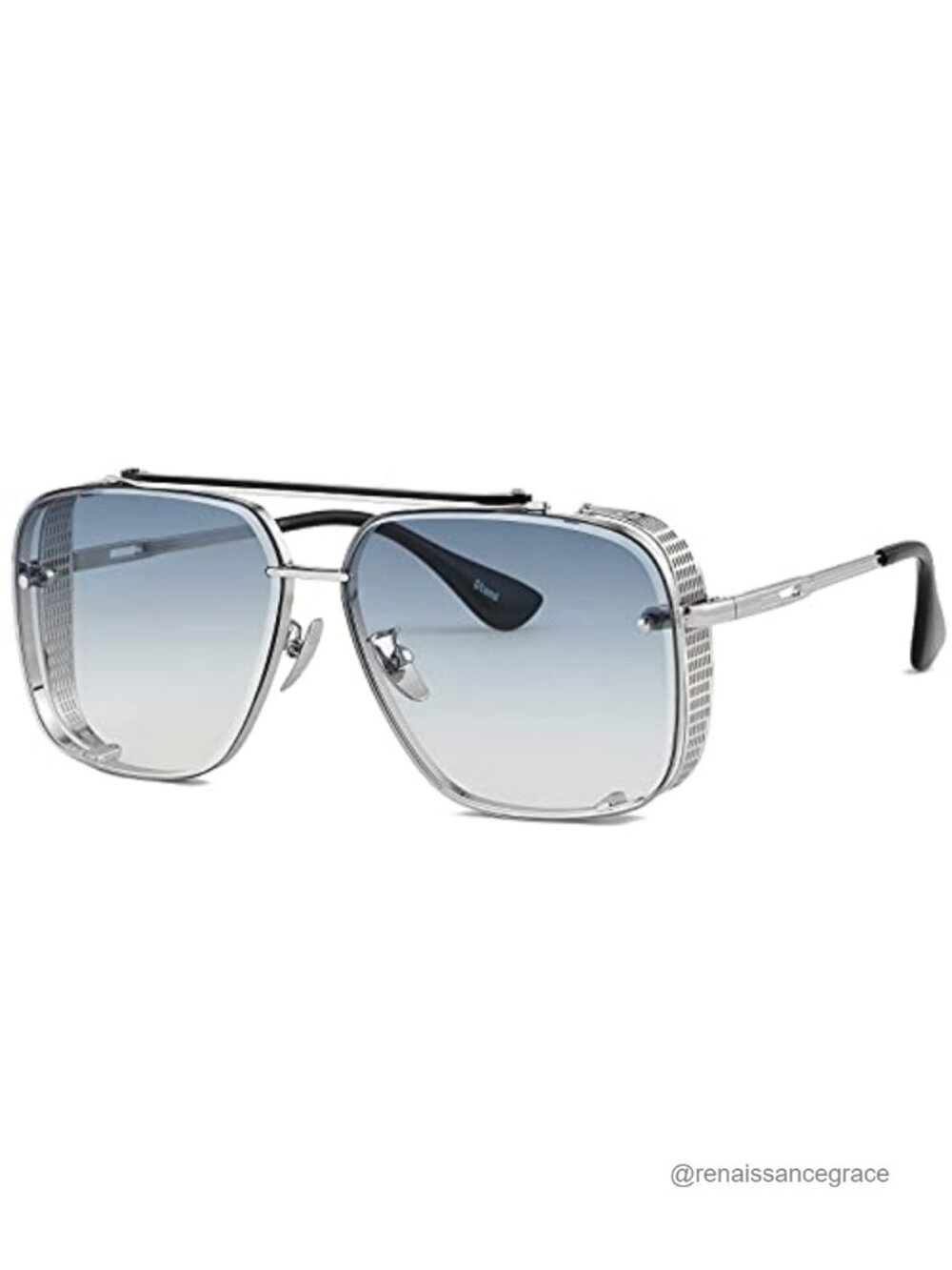 Men's Oversized Square Aviator Sunglasses Metal Side Shield UV400